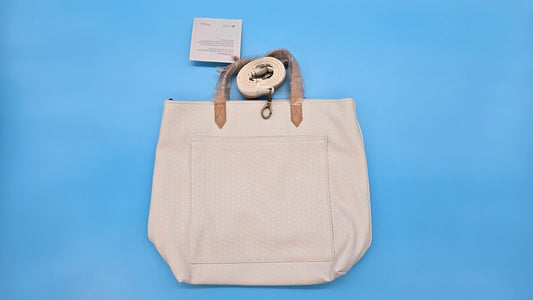 Thirty-One Window Shopper LTD White Basketweave Crossbody Tote Bag