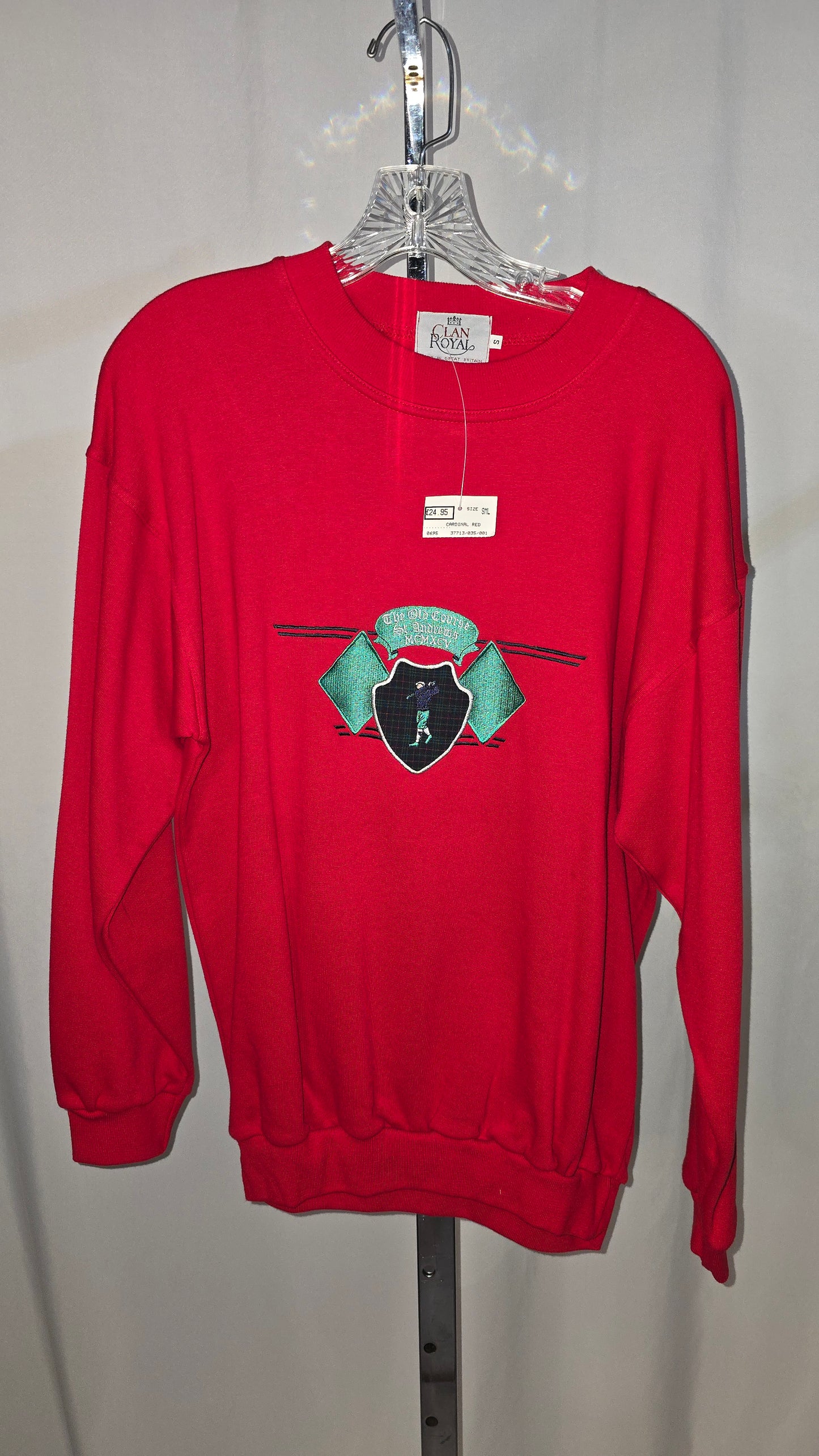 Clan Royal St. Andrews golf course Long Sleeve Sweater - Red - Size S - NWT