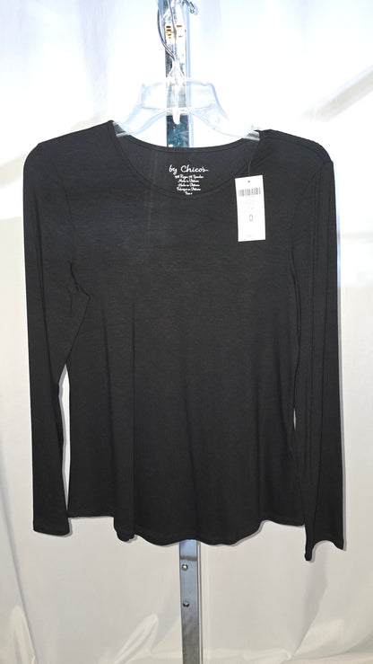 Chicos Women Black Long Sleeve Shirt - Size 0