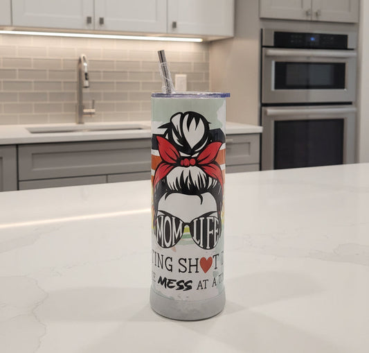Mom Life Messy Bun 20oz Skinny Tumbler