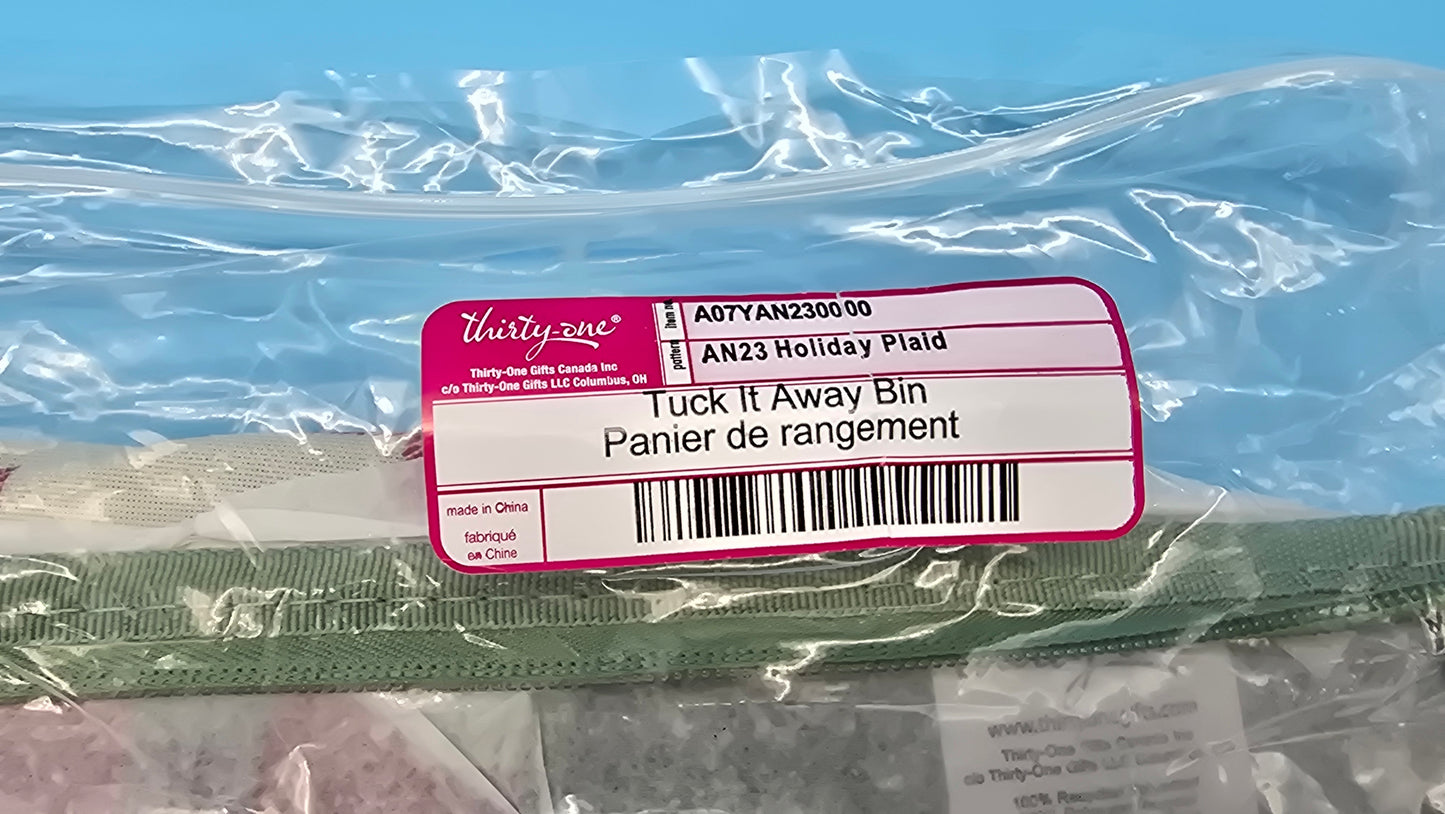 Thirty-One Gifts Tuck It Away Bin *Holiday Plaid*