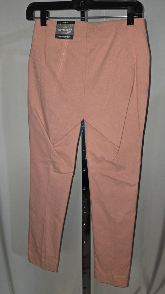 Van Heusen, Women's Super Stretch, pull on Ankle Dress Pants - Pink - Size 0 - NWT