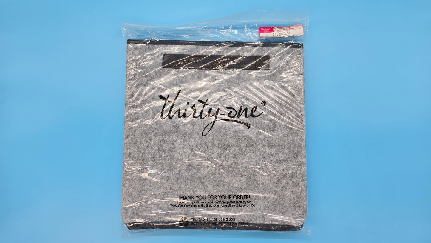 Thirty-One Gifts Your Way Storage Bin *Brushed Whisper Grey*