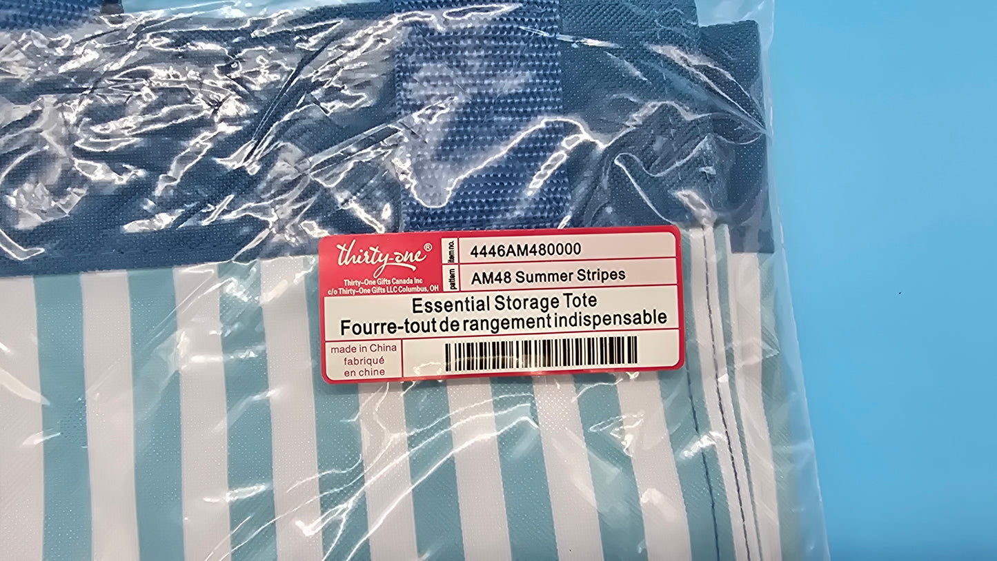 Thirty-One Gifts Essential Storage Tote *Summer Stripes*
