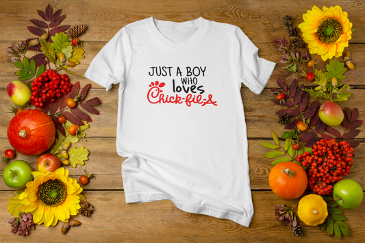 Just a boy who loves Chick-fil-a Crew Neck T-Shirt