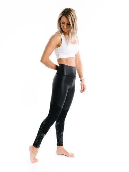 Zyia Active ~  Black Reflective Metallic Light n Tight Hi-Rise Leggings