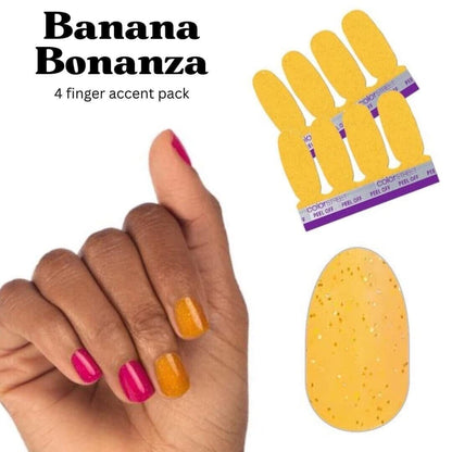 ColorStreet Nail Strips | Banana Bonanza Accent 4 Nail Pack | Real Polish | Easy Apply