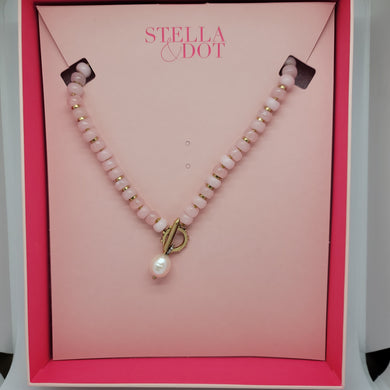 Modern Bohemian beaded necklace with pearl - Pink - by Stella & Dot