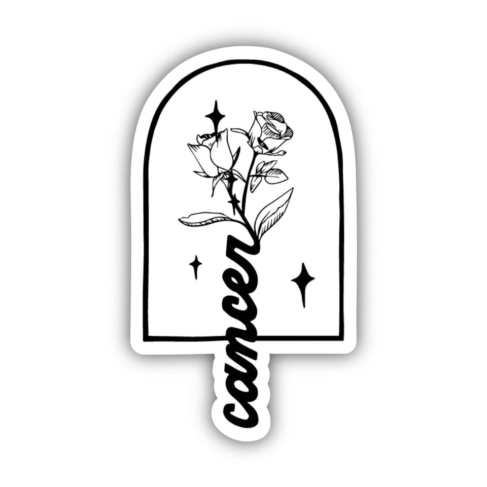 Cancer White Rose Zodiac Sticker