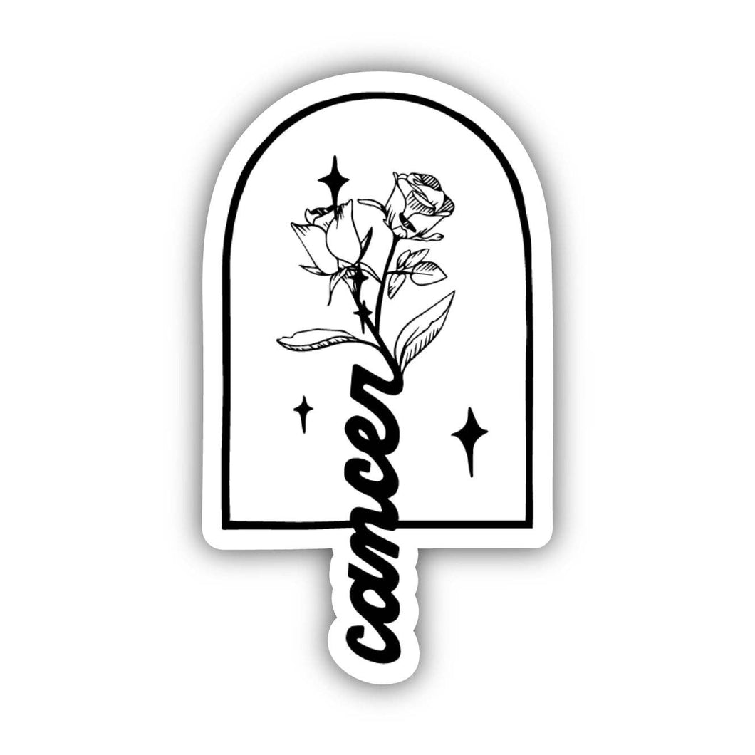Cancer White Rose Zodiac Sticker