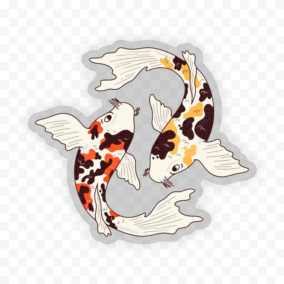 Koi fish yin & yang clear sticker