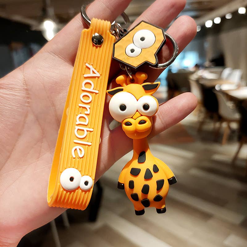 Cartoon giraffe gift pvc keychain pendant small gift