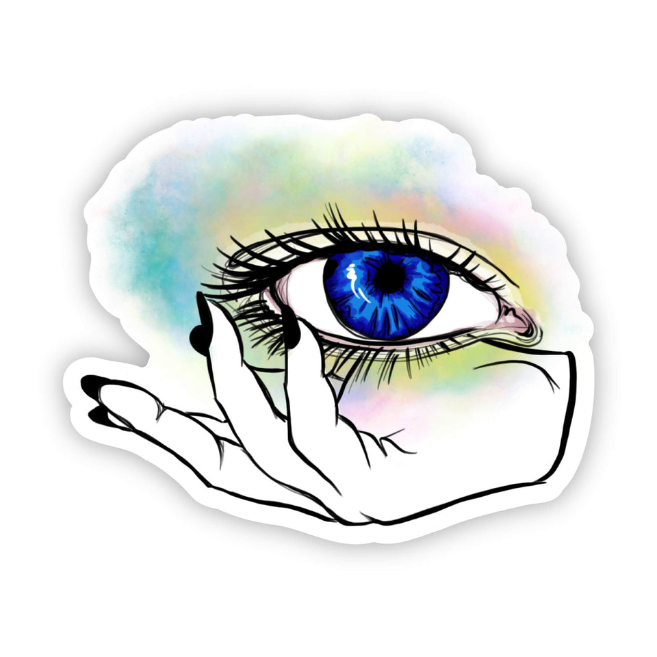 Blue Evil Eye & Hand Mystical Sticker