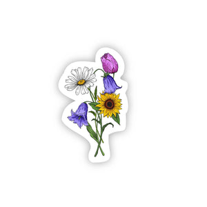Sunflower Daisy Tulip Bluebell Flower Bouquet Sticker