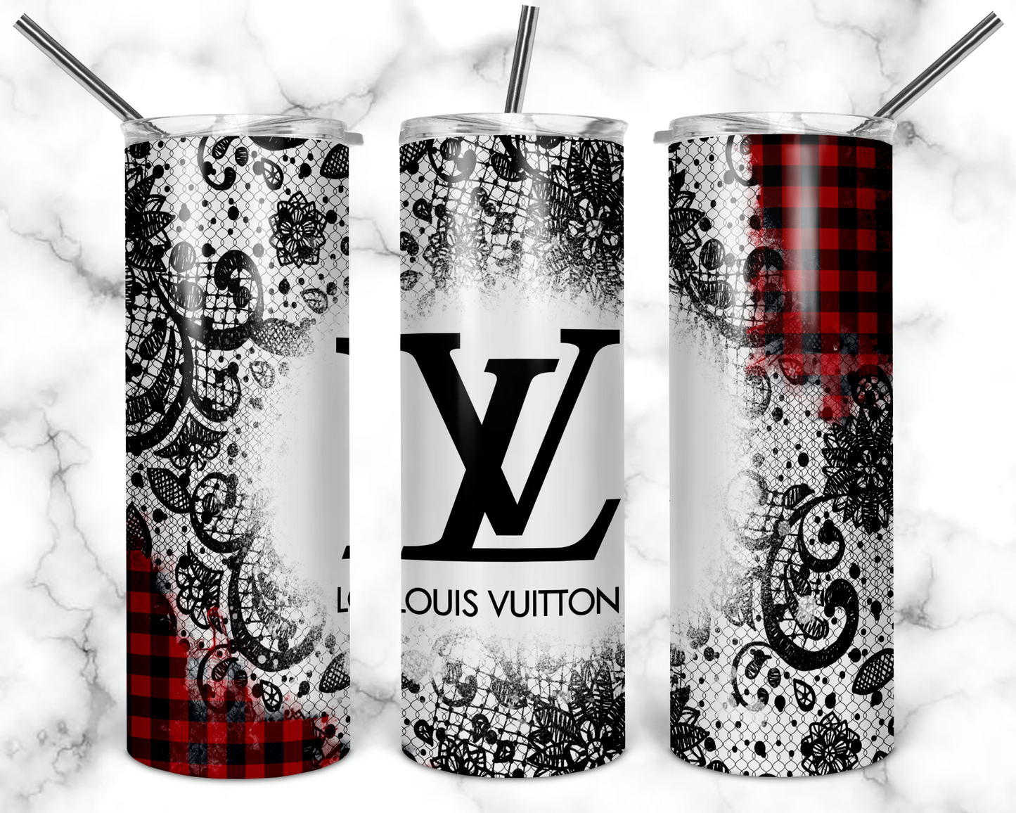 LV tumbler w/ Straw - Lace pattern