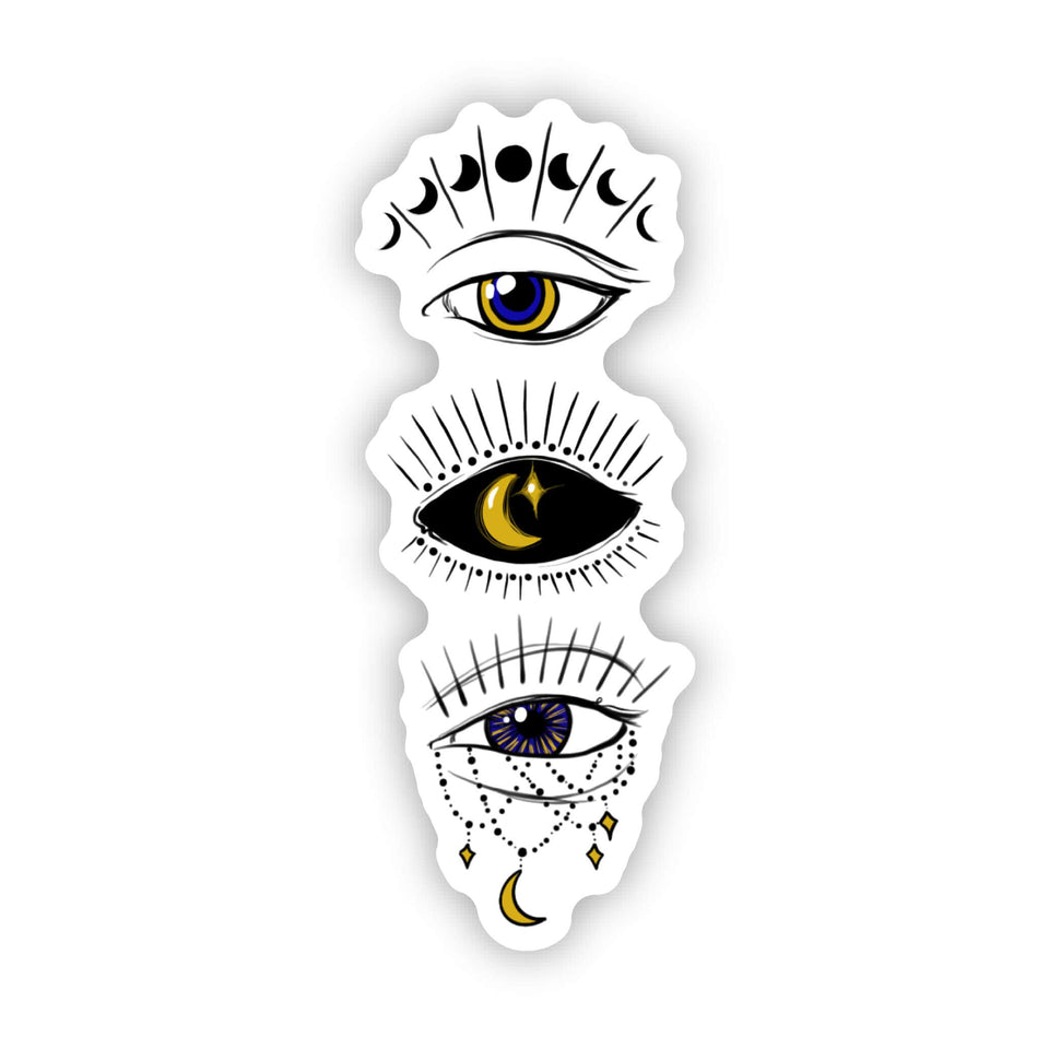Abstract Evil Eye Sticker - Black and Gold