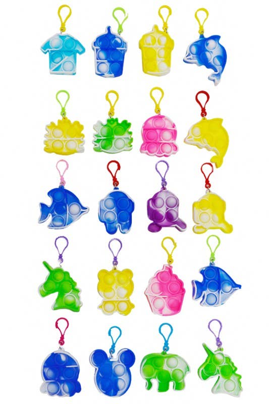 Tie Dyed Bubble Push Pop Sensory Fidget Toy Key Ring Charm