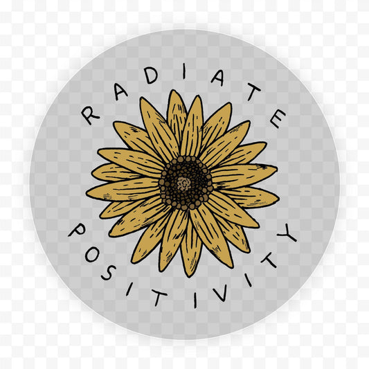 Radiate Positivity Sunflower - Clear Sticker