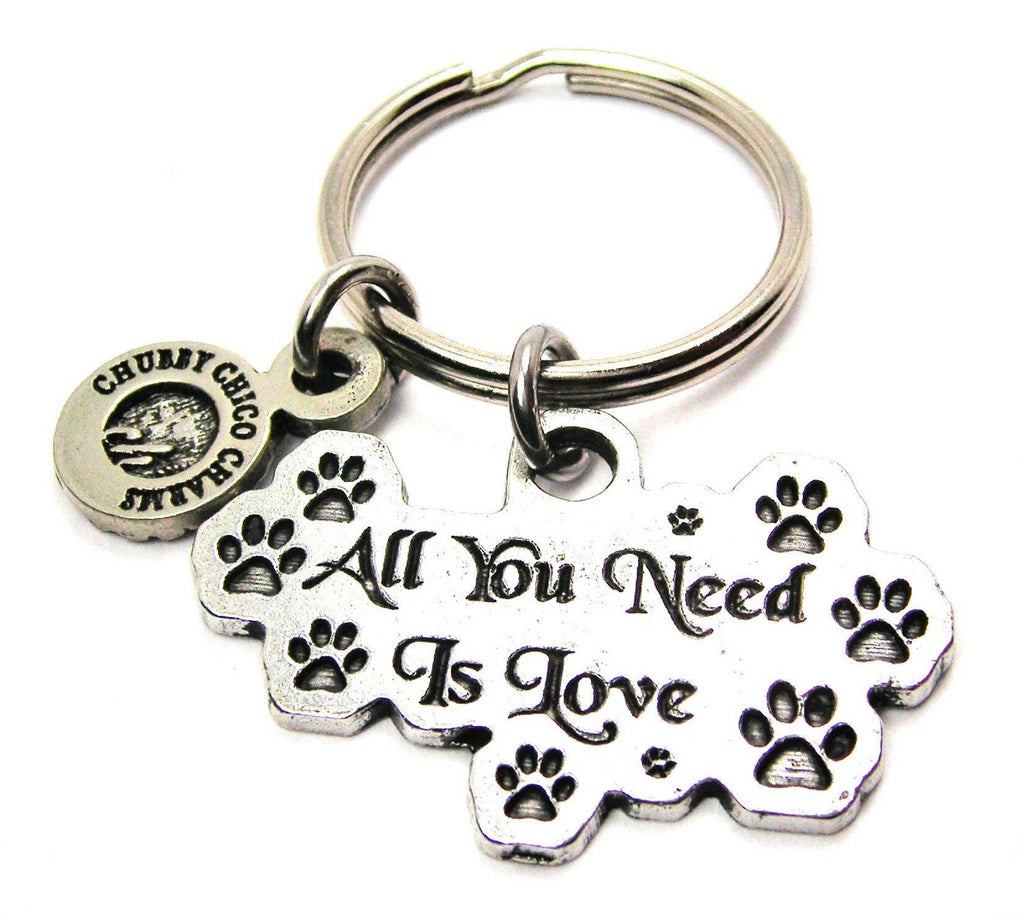 All You Need Is Love With Paw Prints Key Chain