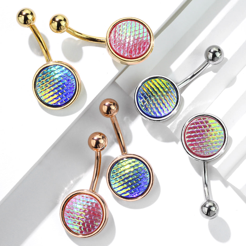 Holographic Dragon Scale Set 316L Surgical Steel Belly Button Navel Rings
