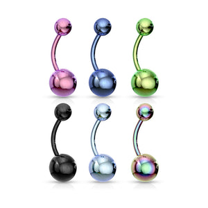 Titanium Plated over 316L Surgical Stainless Steel Navel Rings