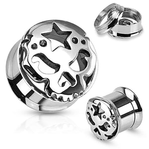 1/2" Skull with Star 316L Surgical Steel Screw Fit Tunnel