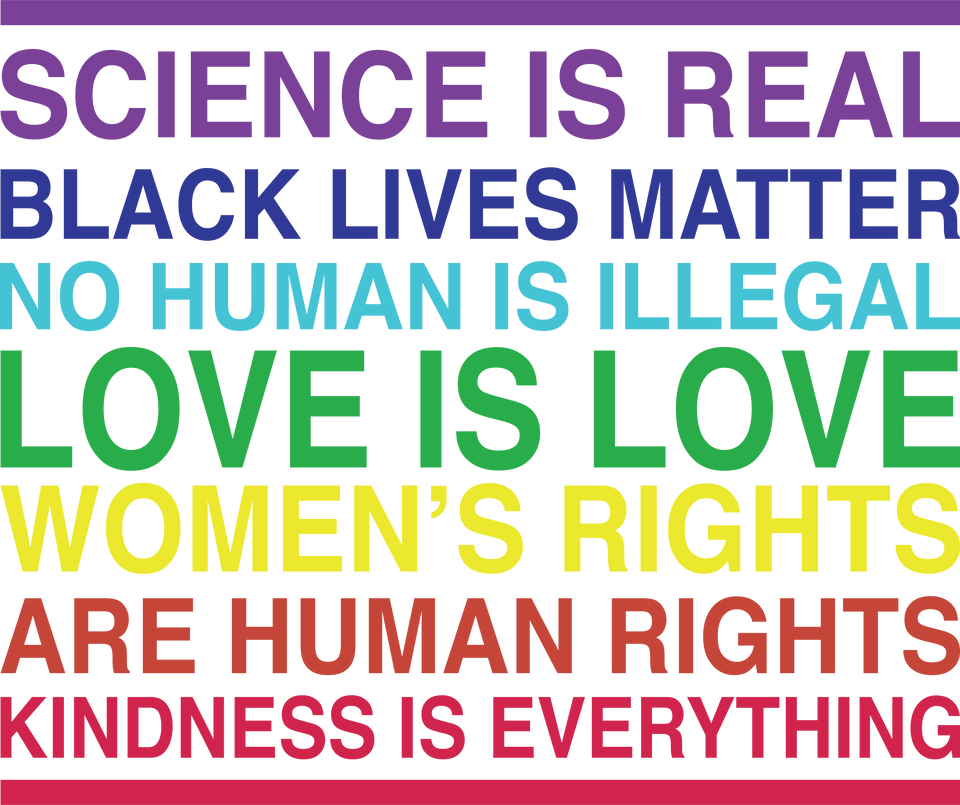 White Rainbow Science is Real, Black lives Matter, No human is Illegal, Love is Love, Women's rights are human rights, Kindness is everything LGBTQ hoodie