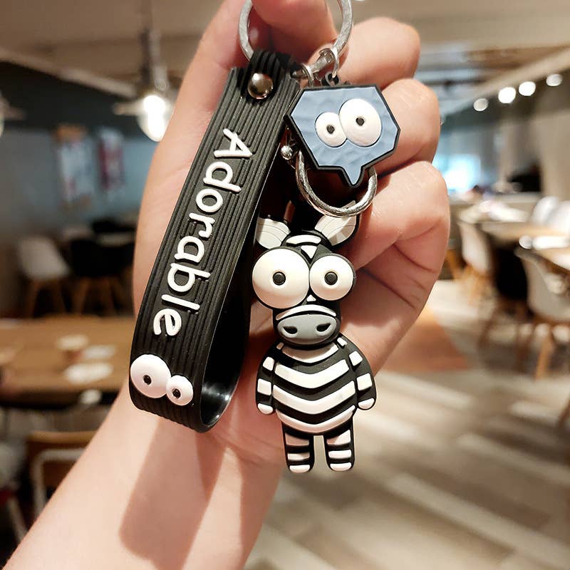Cartoon zebra gift pvc keychain pendant small gift