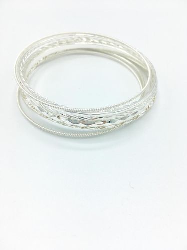 Stacked Diamond Cut Bangle Bracelets