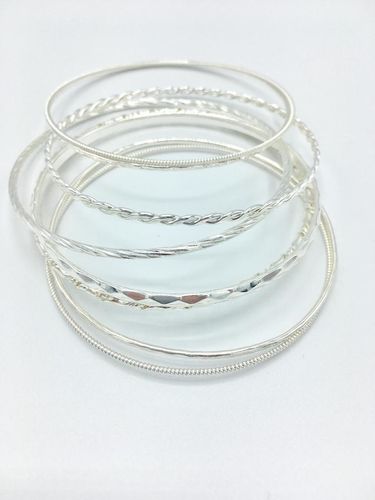 Stacked Diamond Cut Bangle Bracelets