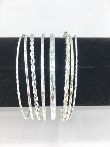 Stacked Diamond Cut Bangle Bracelets