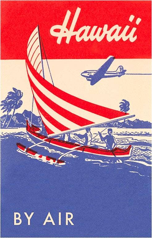 Hawaii by Air, Outrigger - Vintage Image, Postcard