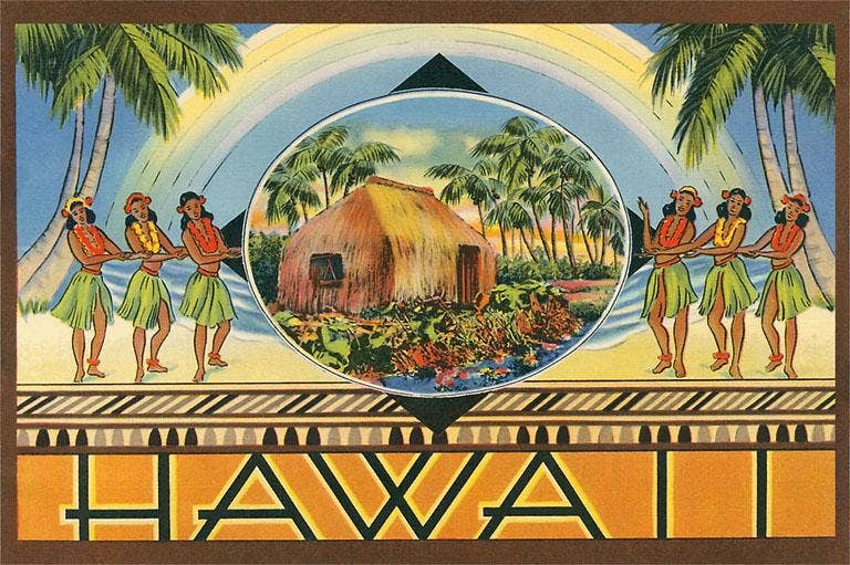 Travel Poster for Hawaii - Vintage Image, Postcard