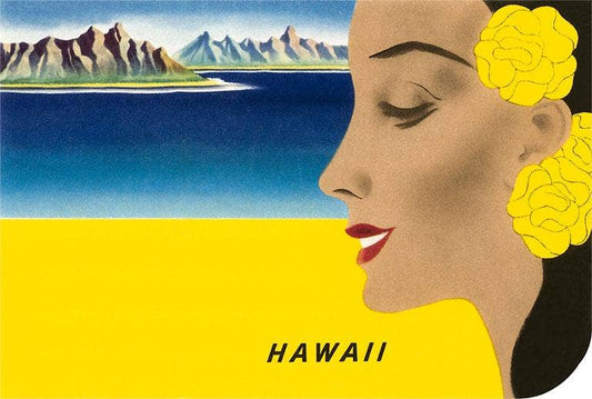 Hawaiian Woman with Islands, Graphics - Vintage Image, Postcard