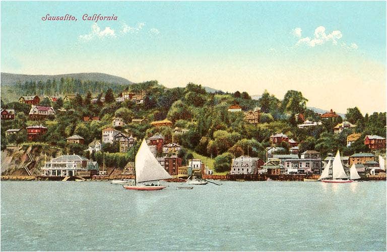 Sausalito, California - Vintage Image Postcard