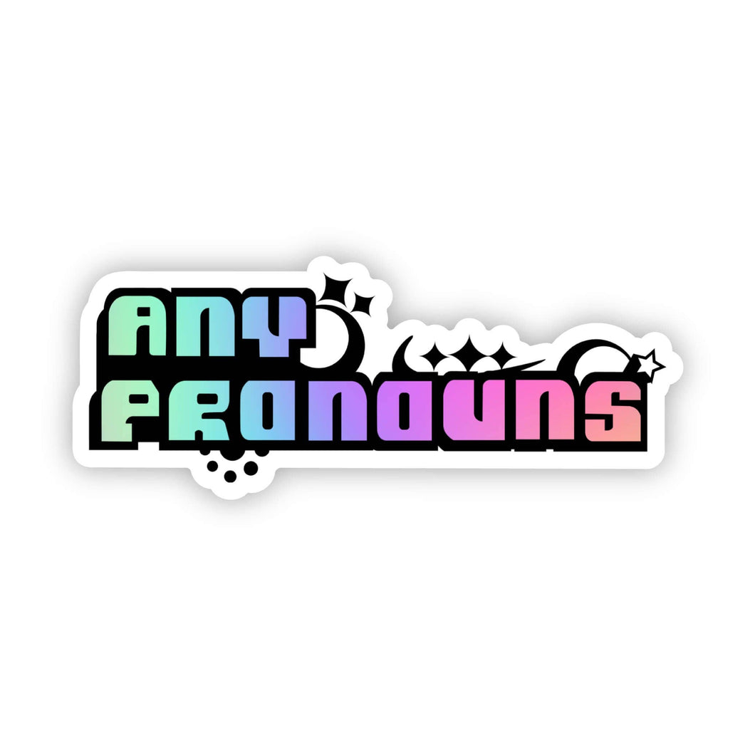 Any Pronouns Colorful Y2K LGBTQ Pride Sticker
