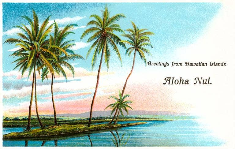Greetings from the Hawaiian Islands, Aloha Nui - Vintage Reprinted Image, Postcard
