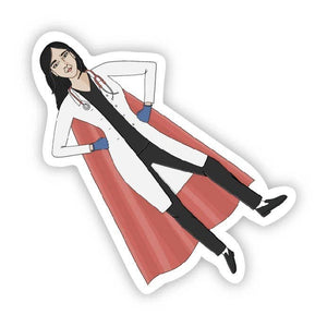 Female Physician Super Hero Sticker