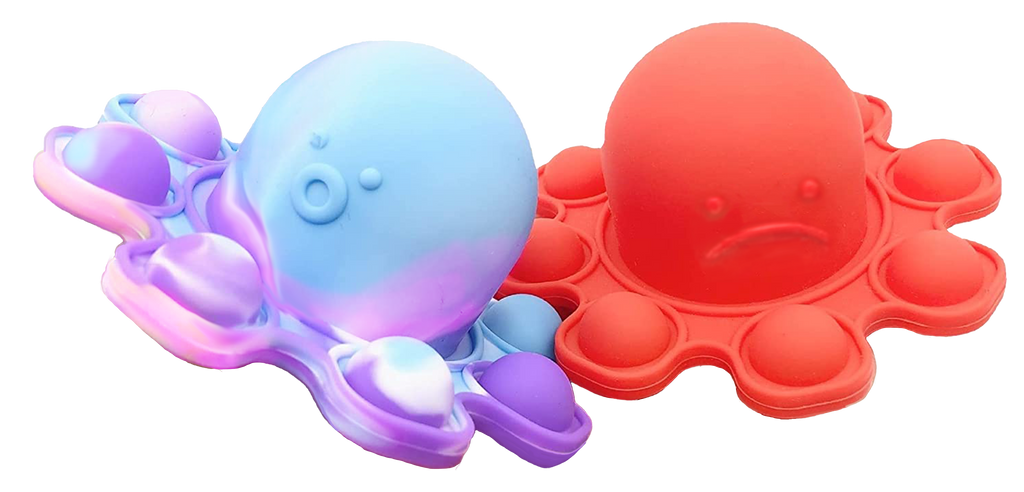 Poptastic Fidget Toys: Octopus Happy/Sad Popper Keychains