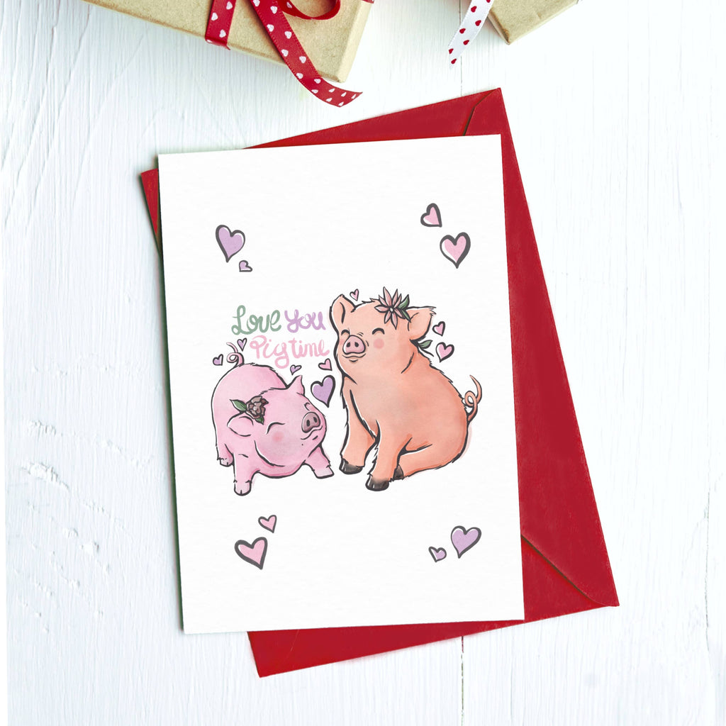 Love You Pig Time Greeting Card