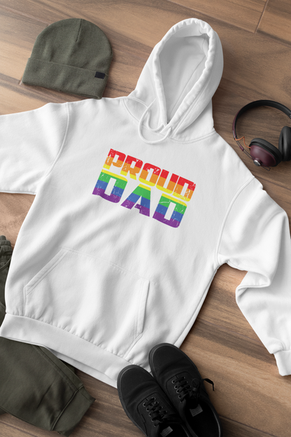 White Proud Dad Pride Hoodie