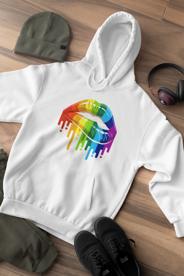 White Rainbow Lips LGBTQ hoodie