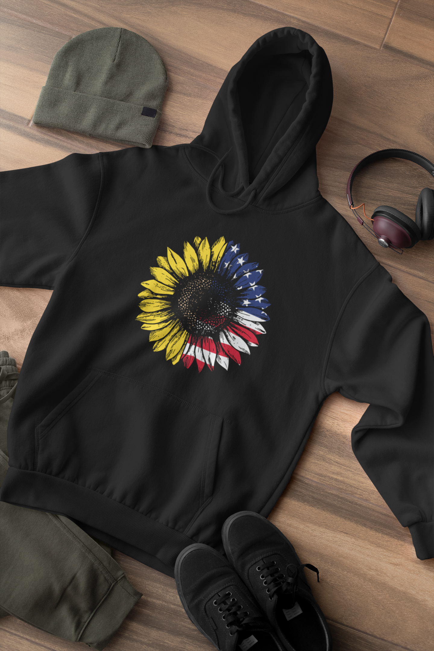 Sunflower American Flag hoodie