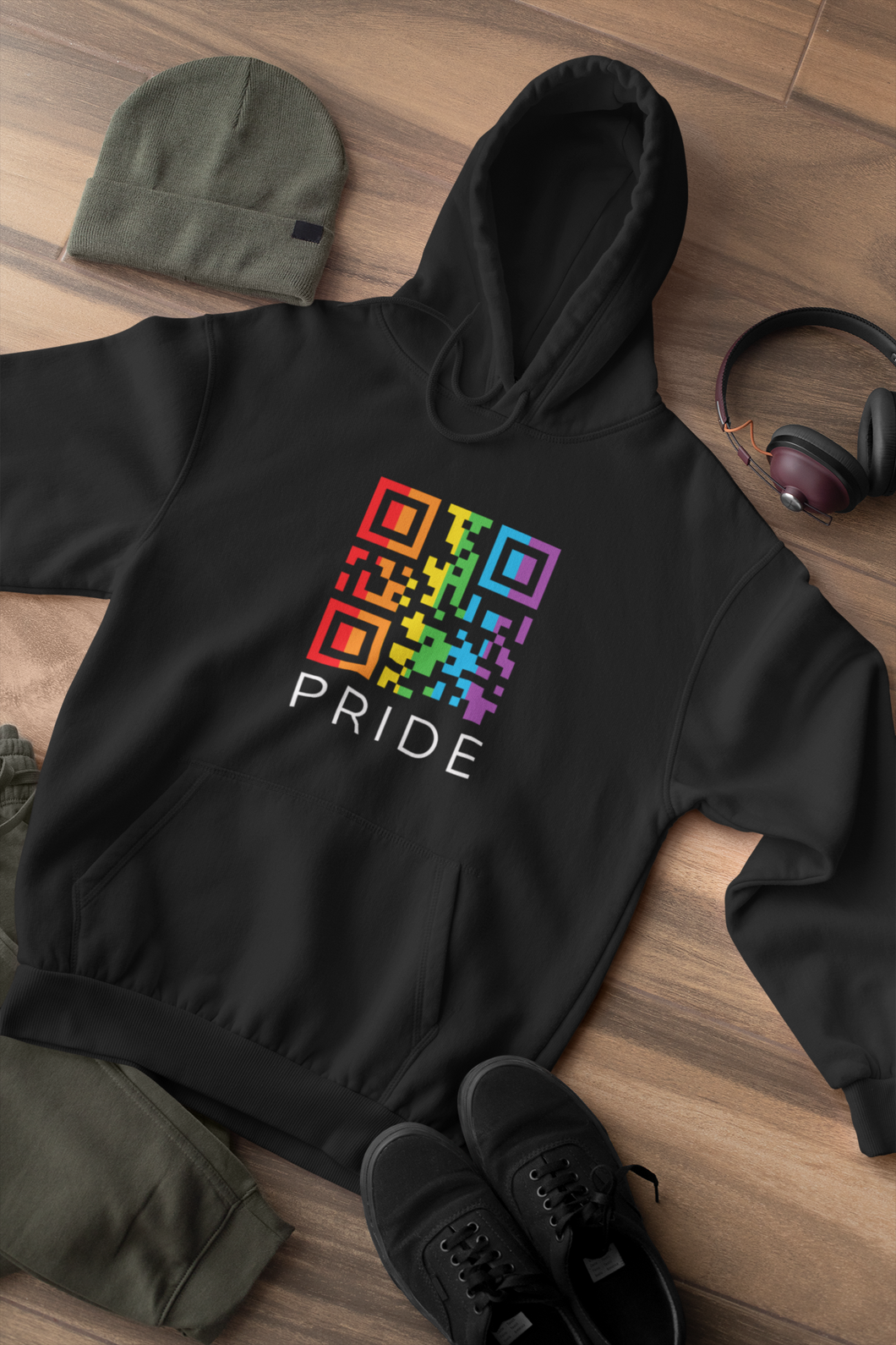 Black Pride QR Code hoodie