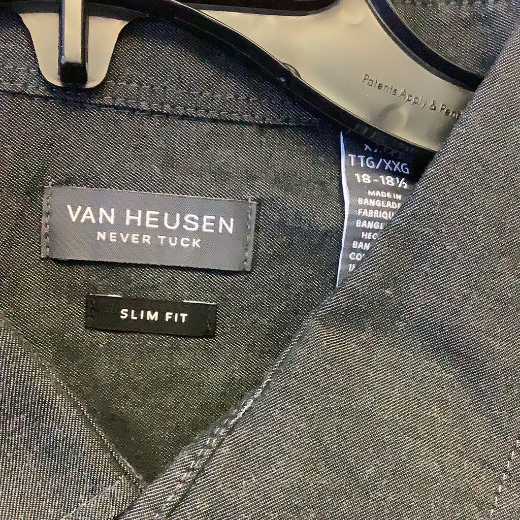 Van Heusen, dress shirt, slim fit, never tuck, long sleeve, easy care