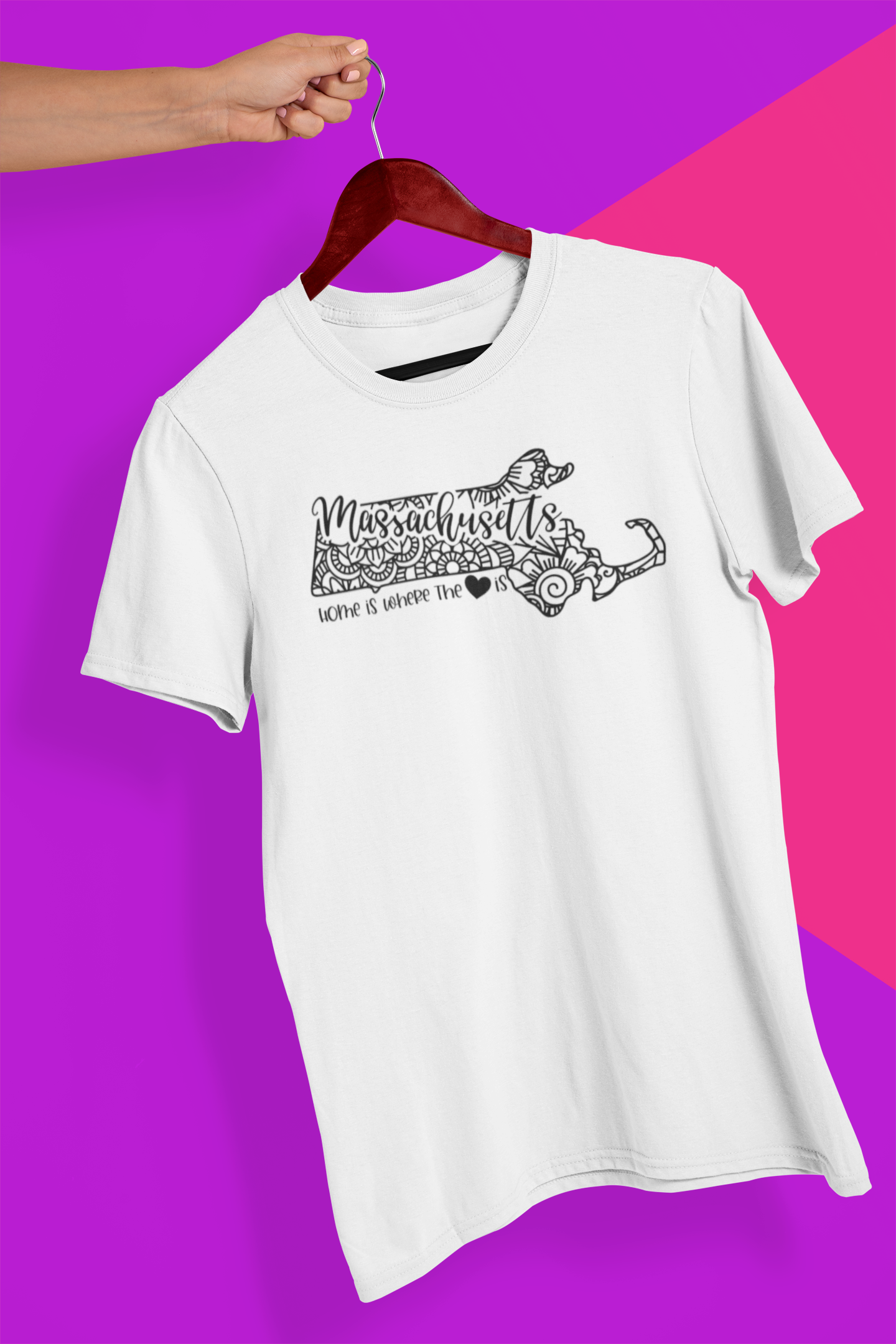Massachusetts Mandala Crew Neck T-Shirt