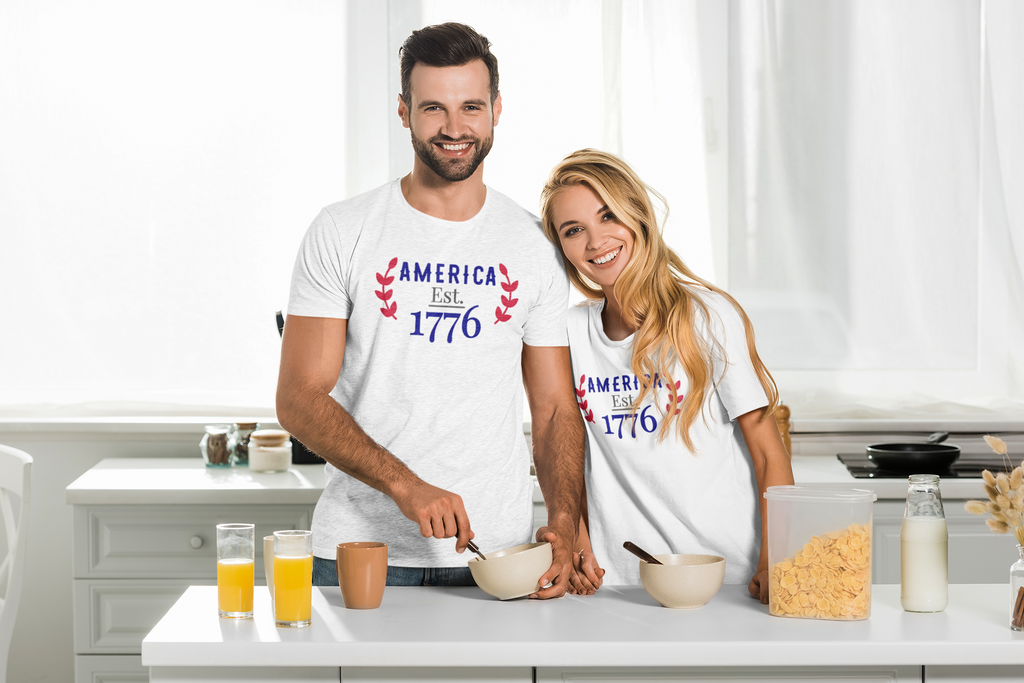 America Est. 1776 4th of July Crew neck T-Shirt Style