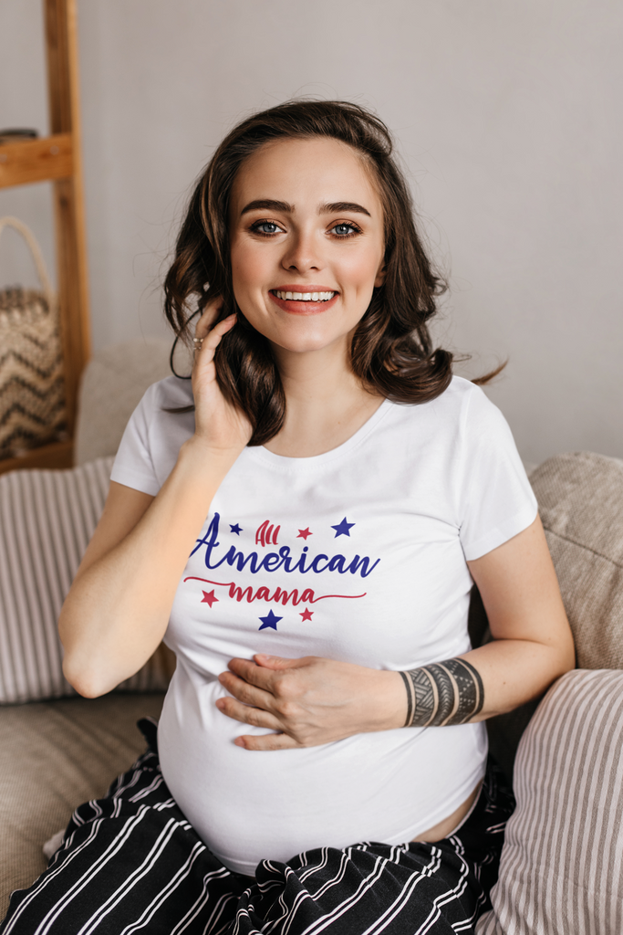 All American Mama 4th of July Crew neck T-Shirt