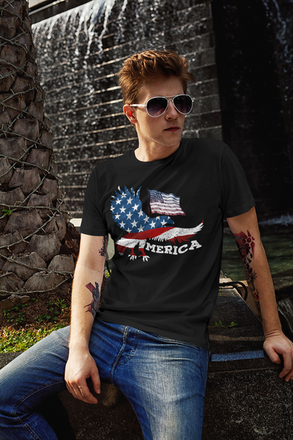 Men's 'Merica Independence Day Black T-shirt