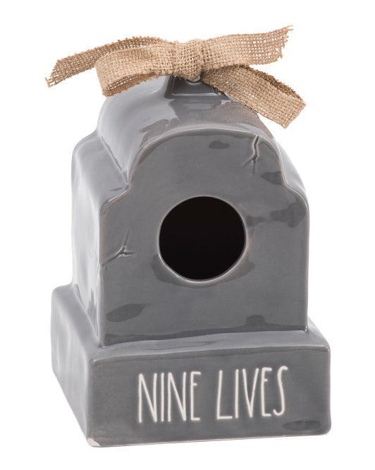 Rae Dunn ~ Tombstone Nine Lives Birdhouse